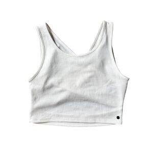 Roxy White Textured Crop Tank Cutout Back Sleeveless Top Womens XL NWOT